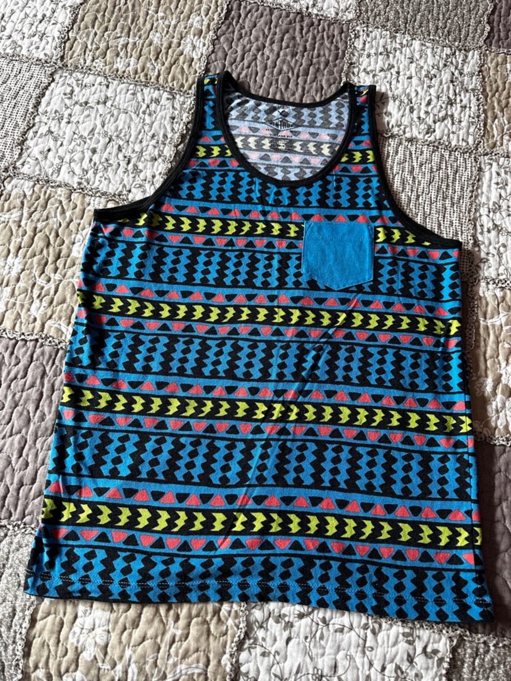 American Eagle Vintage Outfitters Blue Geometric Print Tank Top